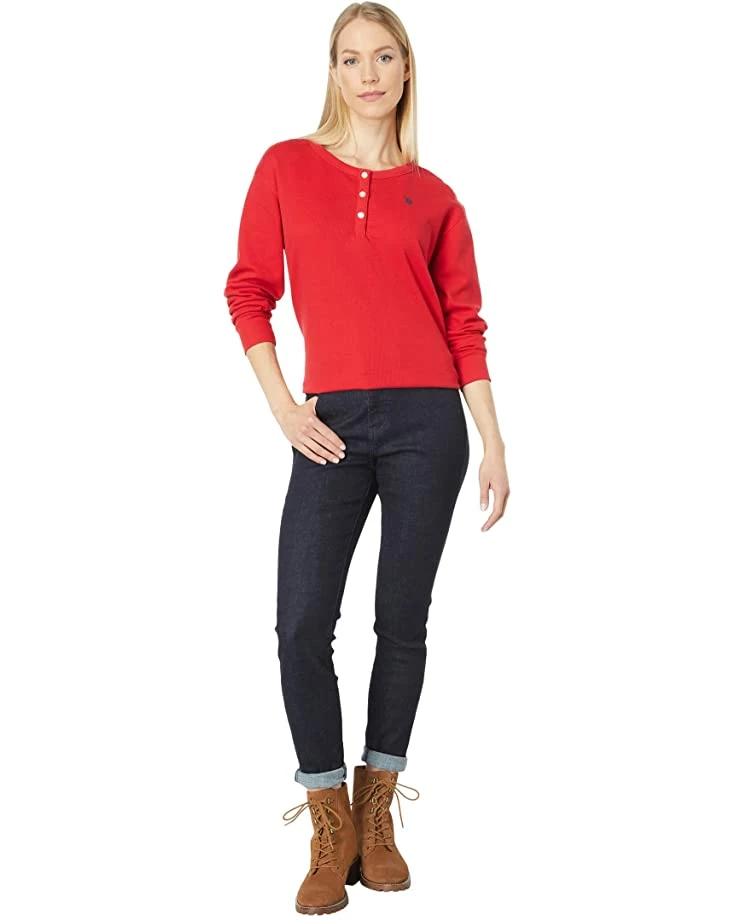 U.S. POLO ASSN. Shirts & Tops Long Sleeve Solid Crop Thermal Henley Top 6 U.S. POLO ASSN. Shirts & Tops Long Sleeve Solid Crop Thermal Henley Top - Image 4