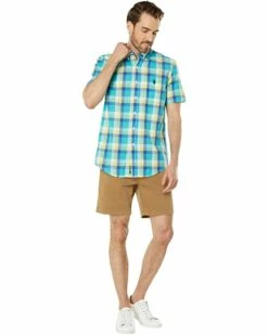 U.S. POLO ASSN. Shirts & Tops Short Sleeve Classic Fit Yarn-Dyed Madras Woven Shirt -Valentino Garavani Sales Shop 61aeOSezcDL. AC SR736920