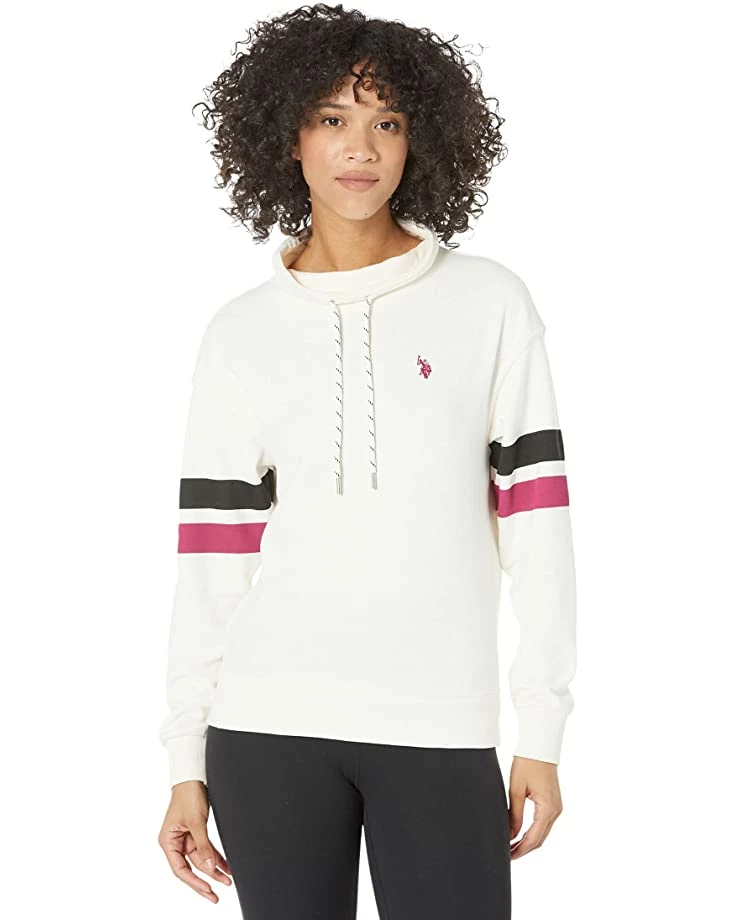 U.S. POLO ASSN. Hoodies & Sweatshirts Long Sleeve Striped Sleeve Funnel Neck Pullover Sweatshirt 7 U.S. POLO ASSN. Hoodies & Sweatshirts Long Sleeve Striped Sleeve Funnel Neck Pullover Sweatshirt - Image 5