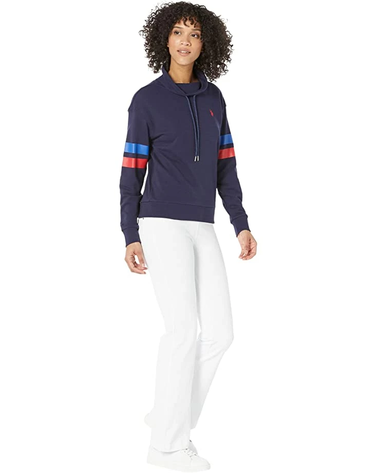 U.S. POLO ASSN. Hoodies & Sweatshirts Long Sleeve Striped Sleeve Funnel Neck Pullover Sweatshirt 6 U.S. POLO ASSN. Hoodies & Sweatshirts Long Sleeve Striped Sleeve Funnel Neck Pullover Sweatshirt - Image 4