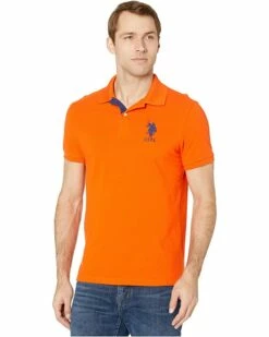 U.S. POLO ASSN. Shirts & Tops Slim Fit Big Horse Polo with Stripe Collar -Valentino Garavani Sales Shop 710fG3mqraL. AC SR736920