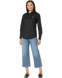 U.S. POLO ASSN. Shirts & Tops Long Sleeve Solid Stretch Poplin Shirt -Valentino Garavani Sales Shop 713yfnRfnKL. AC SR736920