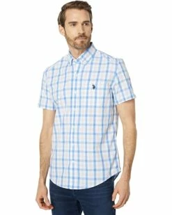 U.S. POLO ASSN. Shirts & Tops Short Sleeve Classic Fit Yarn-Dye Heathered Plaid Woven Shirt