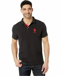 U.S. POLO ASSN. Shirts & Tops Slim Fit Big Horse Polo with Stripe Collar -Valentino Garavani Sales Shop 716o TVTcL. AC SR736920
