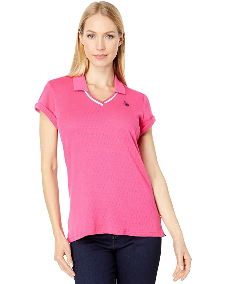U.S. POLO ASSN. Shirts & Tops Short Sleeve Tipped Pointelle Knit Polo Shirt 3 U.S. POLO ASSN. Shirts & Tops Short Sleeve Tipped Pointelle Knit Polo Shirt
