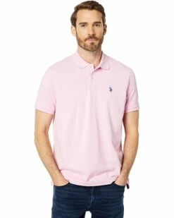 U.S. POLO ASSN. Shirts & Tops Solid Cotton Pique Polo with Small Pony -Valentino Garavani Sales Shop 71NP LSCRL. AC SR736920