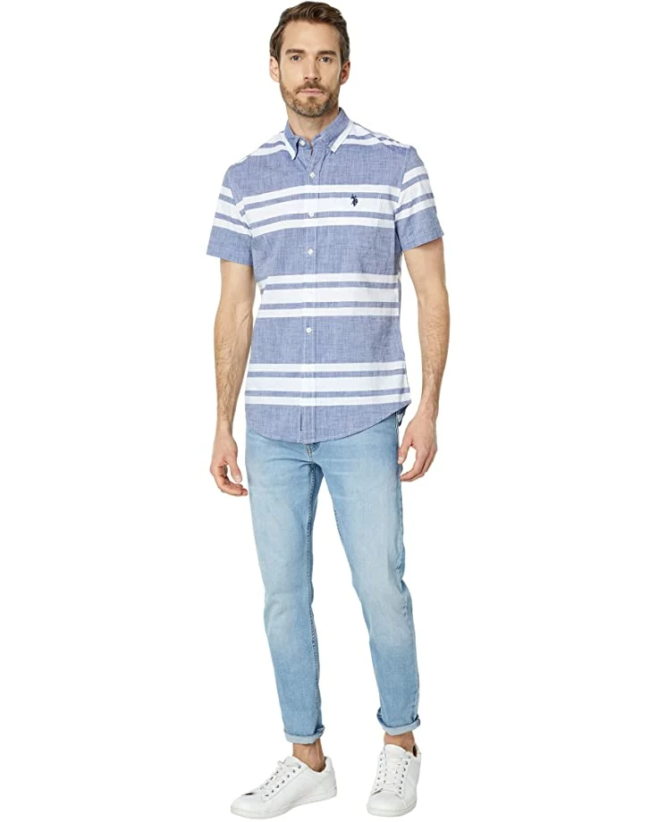 U.S. POLO ASSN. Shirts & Tops Short Sleeve Yarn-Dye Slub Stripe Woven Shirt 6 U.S. POLO ASSN. Shirts & Tops Short Sleeve Yarn-Dye Slub Stripe Woven Shirt - Image 4