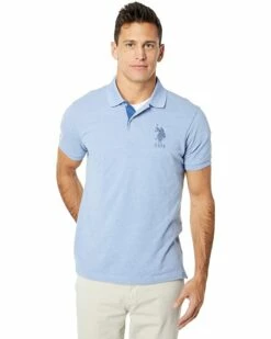 U.S. POLO ASSN. Shirts & Tops Slim Fit Big Horse Polo with Stripe Collar -Valentino Garavani Sales Shop 71SnjYK20yL. AC SR736920