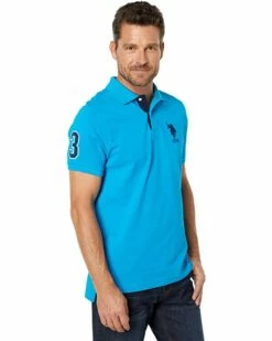 U.S. POLO ASSN. Shirts & Tops Slim Fit Big Horse Polo with Stripe Collar -Valentino Garavani Sales Shop 71TeZ0lQGqL. AC SR736920