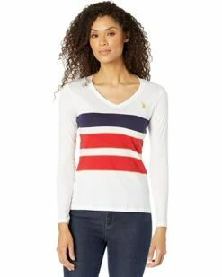 U.S. POLO ASSN. Shirts & Tops Long Sleeve Neck Combo Stripe Tee