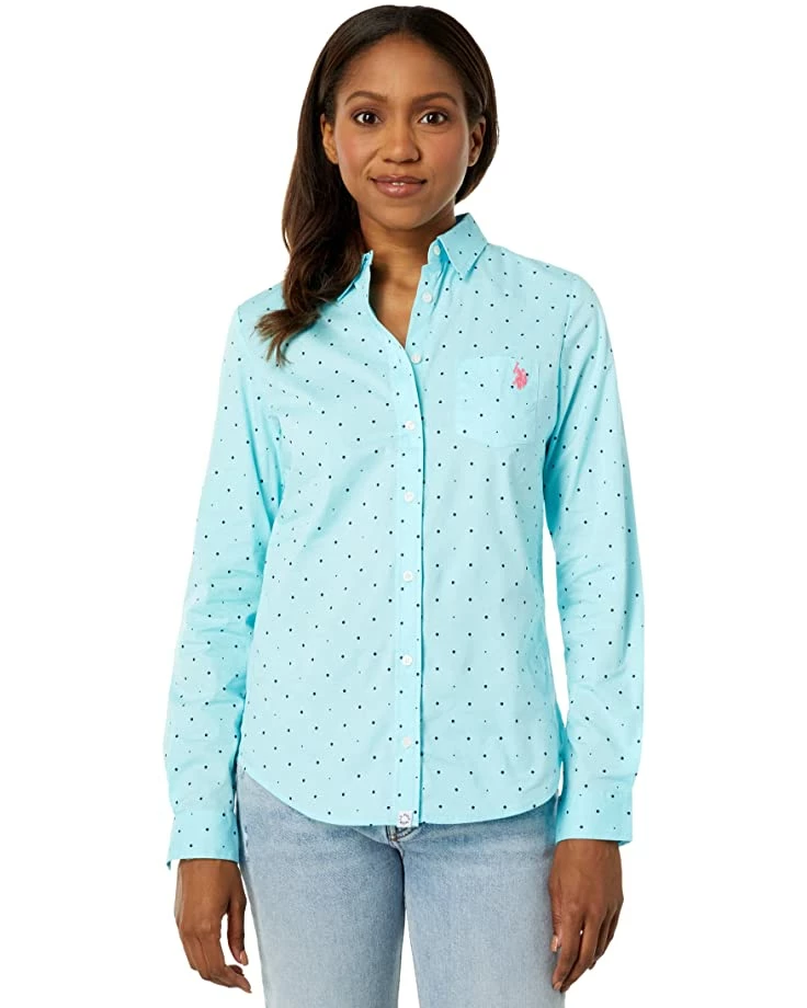 U.S. POLO ASSN. Shirts & Tops Long Sleeve Dot Stretch Poplin Shirt 8 U.S. POLO ASSN. Shirts & Tops Long Sleeve Dot Stretch Poplin Shirt - Image 6