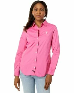 U.S. POLO ASSN. Shirts & Tops Long Sleeve Solid Stretch Poplin Shirt -Valentino Garavani Sales Shop 71YH2LN VL. AC SR736920