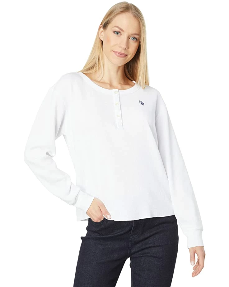 U.S. POLO ASSN. Shirts & Tops Long Sleeve Solid Crop Thermal Henley Top 7 U.S. POLO ASSN. Shirts & Tops Long Sleeve Solid Crop Thermal Henley Top - Image 5