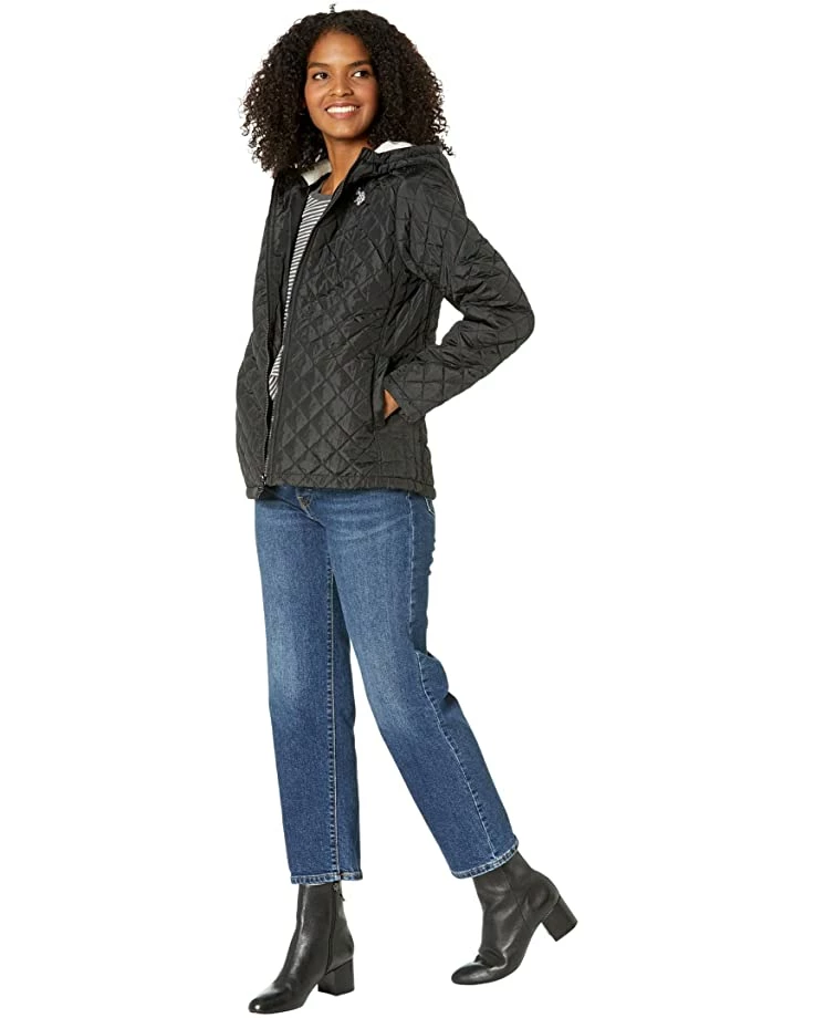 U.S. POLO ASSN. Coats & Outerwear Diamond Quilt Hoodie w/ Sherpa Hood 6 U.S. POLO ASSN. Coats & Outerwear Diamond Quilt Hoodie w/ Sherpa Hood - Image 4