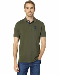 U.S. POLO ASSN. Shirts & Tops Slim Fit Big Horse Polo with Stripe Collar