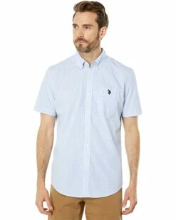 U.S. POLO ASSN. Shirts & Tops Short Sleeve Small Plaid Poplin Woven Shirt