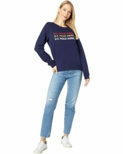 U.S. POLO ASSN. Hoodies & Sweatshirts Long Sleeve Foil Logo Repeat Crew Neck -Valentino Garavani Sales Shop 71ovC7qPlgL. AC SR736920