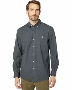 U.S. POLO ASSN. Shirts & Tops Long Sleeve Classic Fit Solid Heathered Woven Shirt