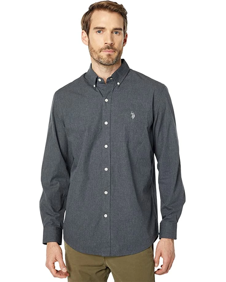 U.S. POLO ASSN. Shirts & Tops Long Sleeve Classic Fit Solid Heathered Woven Shirt 3 U.S. POLO ASSN. Shirts & Tops Long Sleeve Classic Fit Solid Heathered Woven Shirt