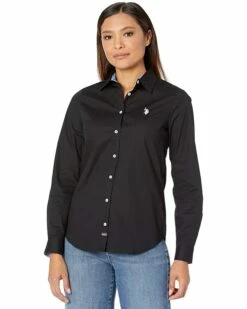 U.S. POLO ASSN. Shirts & Tops Long Sleeve Solid Stretch Poplin Shirt