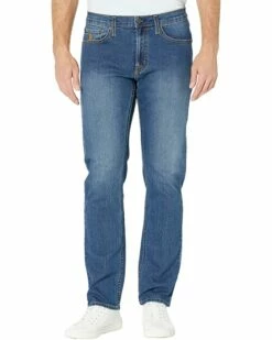 U.S. POLO ASSN. Stretch Slim Straight Five-Pocket Denim Jeans in Blue Medium Enzyme