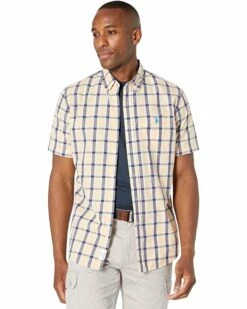 U.S. POLO ASSN. Shirts & Tops Short Sleeve Three-Color Plaid Woven Shirt