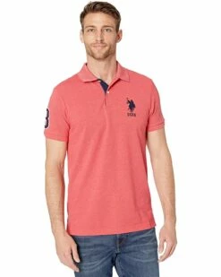U.S. POLO ASSN. Shirts & Tops Slim Fit Big Horse Polo with Stripe Collar -Valentino Garavani Sales Shop 818oz9jzGwL. AC SR736920