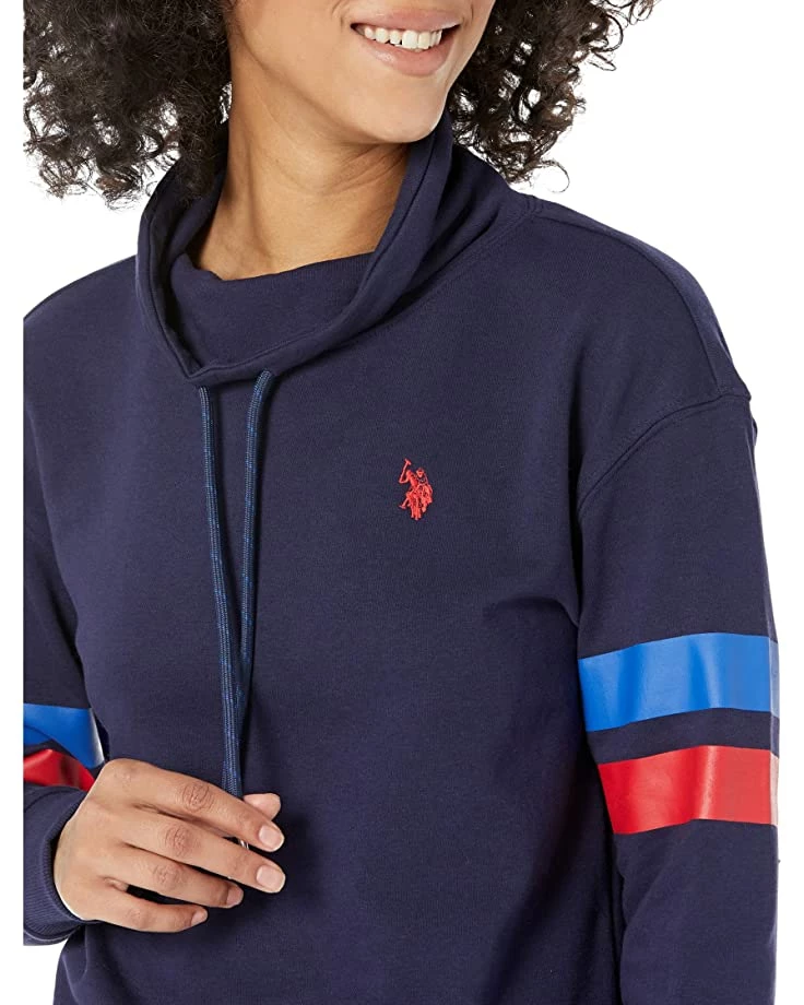 U.S. POLO ASSN. Hoodies & Sweatshirts Long Sleeve Striped Sleeve Funnel Neck Pullover Sweatshirt 5 U.S. POLO ASSN. Hoodies & Sweatshirts Long Sleeve Striped Sleeve Funnel Neck Pullover Sweatshirt - Image 3