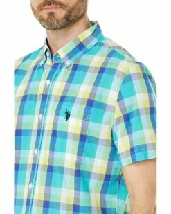 U.S. POLO ASSN. Shirts & Tops Short Sleeve Classic Fit Yarn-Dyed Madras Woven Shirt -Valentino Garavani Sales Shop 819rabdZlWL. AC SR736920