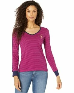 U.S. POLO ASSN. Shirts & Tops Long Sleeve Striped V-Neck Logo Knit Shirt