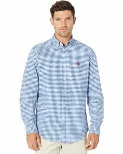 U.S. POLO ASSN. Shirts & Tops Long Seeve Dobby Plaid Woven Shirt
