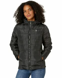 U.S. POLO ASSN. Coats & Outerwear Mixed Channel Puffer Cozy Faux Fur