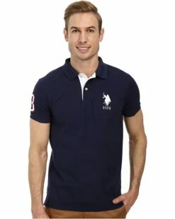 U.S. POLO ASSN. Shirts & Tops Slim Fit Big Horse Polo with Stripe Collar -Valentino Garavani Sales Shop 81J vILHuyL. AC SR736920