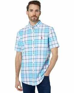 U.S. POLO ASSN. Shirts & Tops Short Sleeve Slub Plaid Poplin Woven Shirt