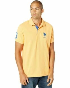 U.S. POLO ASSN. Shirts & Tops Slim Fit Big Horse Polo with Stripe Collar -Valentino Garavani Sales Shop 81WNDjKHsvS. AC SR736920