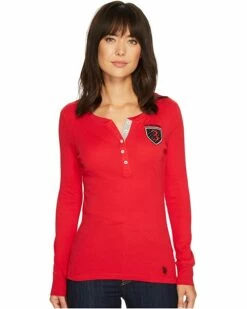 U.S. POLO ASSN. Shirts & Tops Rib Knit Henley with Elbow Patches