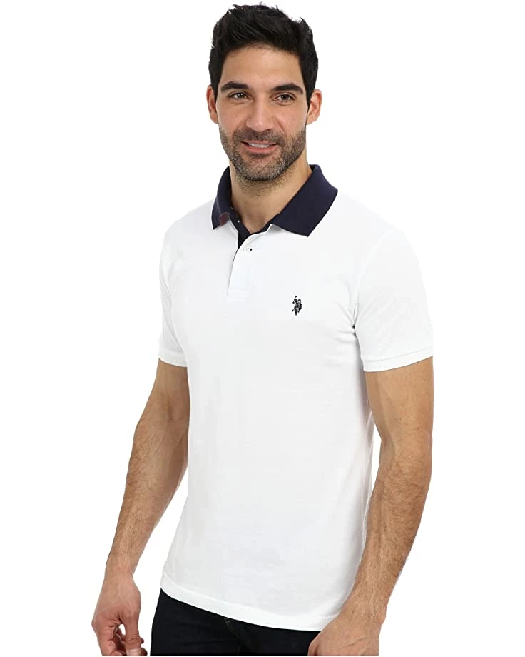 U.S. POLO ASSN. Shirts & Tops Slim Fit Solid Pique Polo w/ Contrast Color Striped Under Collar 4 U.S. POLO ASSN. Shirts & Tops Slim Fit Solid Pique Polo w/ Contrast Color Striped Under Collar - Image 2