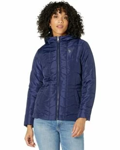 U.S. POLO ASSN. Coats & Outerwear Multiple Channel Hooded Puffer Cozy Lining