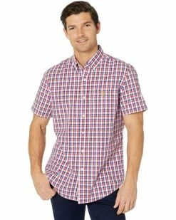 U.S. POLO ASSN. Shirts & Tops Short Sleeve Classic Fit Plaid Poplin Woven Shirt