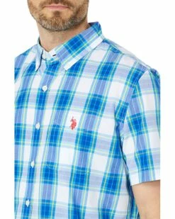 U.S. POLO ASSN. Shirts & Tops Short Sleeve Classic Fit Large Plaid Poplin Woven Shirt -Valentino Garavani Sales Shop 81gW9amNaqL. AC SR736920