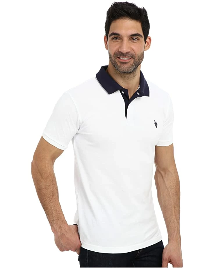 U.S. POLO ASSN. Shirts & Tops Slim Fit Solid Pique Polo w/ Contrast Color Striped Under Collar 6 U.S. POLO ASSN. Shirts & Tops Slim Fit Solid Pique Polo w/ Contrast Color Striped Under Collar - Image 4
