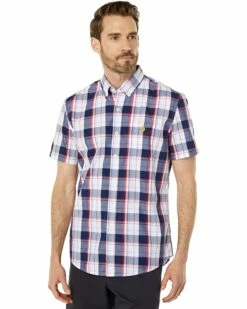 U.S. POLO ASSN. Shirts & Tops Short Sleeve Large Plaid Poplin Woven Shirt