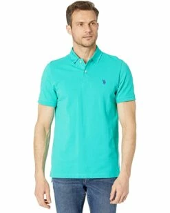 U.S. POLO ASSN. Shirts & Tops Solid Cotton Pique Polo with Small Pony -Valentino Garavani Sales Shop 81r95N8H3yL. AC SR736920