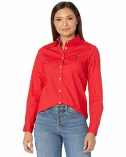 U.S. POLO ASSN. Shirts & Tops Long Sleeve Solid Stretch Poplin Shirt -Valentino Garavani Sales Shop 81sAP7IfoTL. AC SR736920