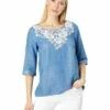 U.S. POLO ASSN. Shirts & Tops Denim Crochet Trim V-Neck Tunic Shirt -Valentino Garavani Sales Shop 81uTeaaG8L. AC SR736920