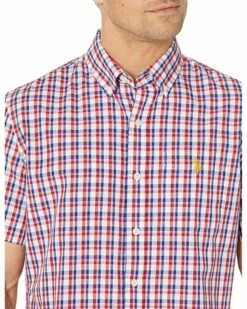 U.S. POLO ASSN. Shirts & Tops Short Sleeve Classic Fit Plaid Poplin Woven Shirt -Valentino Garavani Sales Shop 912YAXw5XL. AC SR736920