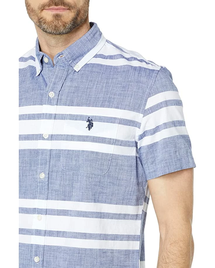 U.S. POLO ASSN. Shirts & Tops Short Sleeve Yarn-Dye Slub Stripe Woven Shirt 5 U.S. POLO ASSN. Shirts & Tops Short Sleeve Yarn-Dye Slub Stripe Woven Shirt - Image 3