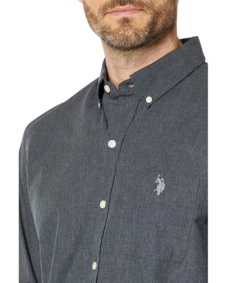 U.S. POLO ASSN. Shirts & Tops Long Sleeve Classic Fit Solid Heathered Woven Shirt 5 U.S. POLO ASSN. Shirts & Tops Long Sleeve Classic Fit Solid Heathered Woven Shirt - Image 3