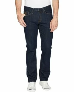 U.S. POLO ASSN. Slim Straight Five-Pocket Denim Jeans in Blue
