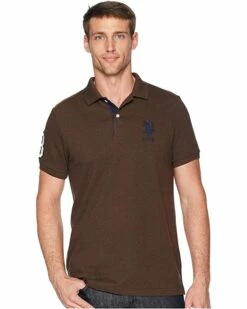 U.S. POLO ASSN. Shirts & Tops Slim Fit Solid Polo w/ Contrast Striped Underside of Collar